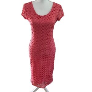 🔥🔥New Directions Size M (7/9) Pinky Peach Dress With Crochet Overlay
